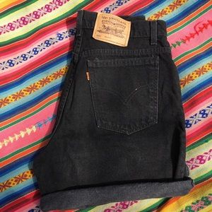 Vintage Levi’s Black High-Waist Orange Tab Shorts